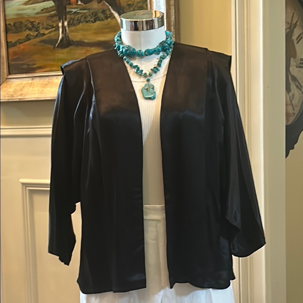 Vintage 1980’s David Benjamin Sz M Black Satin Jacket GVC